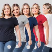 Kit 5 Blusas Femininas Plus Size Tampa Bumbum Nina Mullet 1126