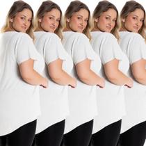 Kit 5 Blusas Femininas Plus Size Tampa Bumbum Nina Mullet 1126 Kit 5 Blusas Femininas Plus Size Tampa Bumbum Nina Mullet 1126