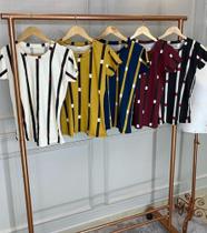 Kit 5 blusas mangas curtas listrada