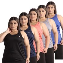 Kit 5 Blusas Regatas Dry Fit Plus Size Fitness Feminina Kit 5 Blusas Regatas Dry Fit Plus Size Fitness Feminina