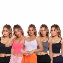 Kit 5 Blusinha Alcinha Regata Fitness Canelada Básica Kit 5 Blusinha Alcinha Regata Fitness Canelada Básica