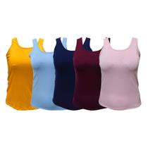 Kit 5 Blusinha Feminina Regata Confortável Academia Treino Trabalho Dia a Dia Cores Sortidas