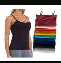Kit 5 Blusinha Regata Alça Fina Básica Feminina