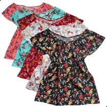 Kit 5 Blusinhas Crepinho Social Feminina Estampas Lindas Kit 5 Blusinhas Crepinho Social Feminina Estampas Lindas