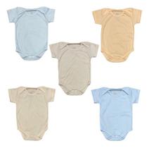 Kit 5 Bodies M/curta Bebê Menino Caneladinho Liso Sophie - Kit 5 Bodies M/curta Bebê Menino Caneladinho Liso Sophie -
