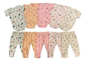 Kit 5 Bodies M/curta E 5 Calças Bebê Menina Falha Agulha Alyaht - Kit 5 Bodies M/curta E 5 Calças Bebê Menina Falha Agulha Alyaht -