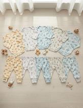 Kit 5 Bodies M/longa E 5 Calças Estampado Bebê Menino Alyaht - Kit 5 Bodies M/longa E 5 Calças Estampado Bebê Menino Alyaht -