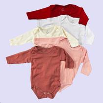 Kit 5 Body Bebê Manga Longa Canelado Cores Sortidas 495