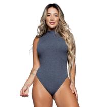 Kit 5 Body Canelado Vekyo Sem Manga Gola Alta Garrafinha