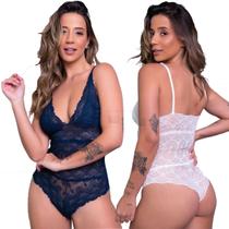 Kit 5 Body Decote Lingerie Transparente Casual Blogueira