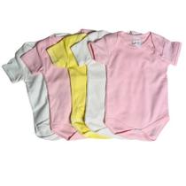 Kit 5 Body Para Bebê Manga Curta Sem Estampa Cores Sortidas Menino Menina