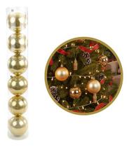 Kit 5 Bolas Bolinhas Dourado 8cm Decoração Natal Enfeite Dourado Liso
