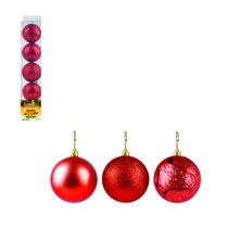 Kit 5 bolas de natal dourada enfeite natalino vermelho 7cm - Zein