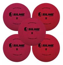 Kit 5 Bolas Iniciação Tamanho 8 Borracha Escola Queimada Vermelha