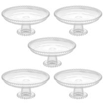 Kit 5 Boleiras de Cristal Wolff Pearl 20x9cm Prato com Pedestal Bolo Pudim Hotel Restaurante Kit 5 Boleiras de Cristal Wolff Pearl 20x9cm Prato com Pedestal Bolo Pudim Hotel Restaurante