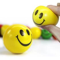 Kit 5 Bolinhas Amarela Smile Massagem Apertar Bem Estar Anti Stress