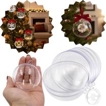 Kit 5 Bolinhas De Natal Personalizáveis enfeite arvores natalina Foto 6cm Acrílico Cristal Decoração Árvore Presente