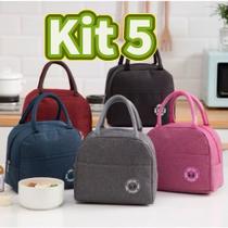 Kit 5 Bolsa Térmica de Mão Lancheira Marmita Viagem Piquenique