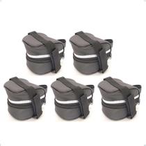 Kit 5 Bolsas Bag Selim Bike Bicicleta Preta +Faixa Refletiva