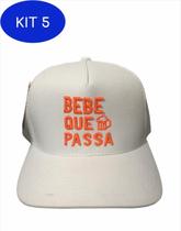 Kit 5 Boné Trucker Bordado Bebe Que Passa Branco