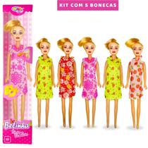 Kit 5 Bonecas Plástico Brinquedo Para Meninas Criança Barato F114