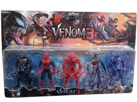 Kit 5 Bonecos 15 cm Articulado - Venom 3 X Spider Man