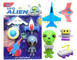 Kit 5 Bonecos Aliens Exploradores Brinquedo Coleção Galáxia Espacial Kit 5 Bonecos Aliens Exploradores Brinquedo Coleção Galáxia Espacial