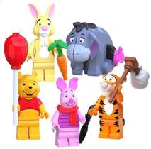 Kit 5 Bonecos Blocos De Montar Ursinho Pooh E Sua Turma - Mega Block Toys