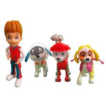 Kit 5 Bonecos Brinquedos Patrulha Canina Com 4 Skate - Lider Hum Ryder Marshall Zuma Skye Robo Dog