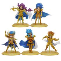 Kit 5 Bonecos em Miniatura Figures Cavaleiros de Ouro Anime Saint Seiya Os Cavaleiros do Zodíaco