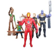 Kit 5 Bonecos Groot, Thanos, Thor, Homem De Ferro, Rocket