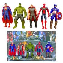 Kit 5 Bonecos Vingadores Avangers Articulados 15 Cm Com Luz