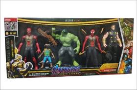Kit 5 Bonecos Vingadores Hulk Thor Homem Aranha Rocket