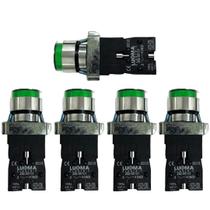 Kit 5 botao puls metal lk2bw3361 lumin 220v 1na verde lukma