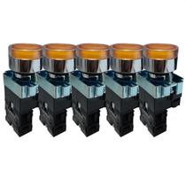 Kit 5 botao puls metal lk2bw3561 amarelo lumin 220v 1na lukm