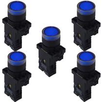 Kit 5 botao puls plast iluminad xb2 ew3661 220v az 1na sibra