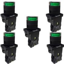 Kit 5 botao pulso plastico iluminado xb2 ew3361 220v vd 1na