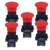 Kit 5 botao xb2 ec42 plastico vermelho sem trava emergencia