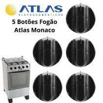Kit 5 Botões De Fogão Manipulos Fogão Atlas Monaco Tropical 4 Bocas