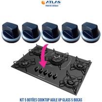 Kit 5 Botões Fogão Cooktop Agile Up