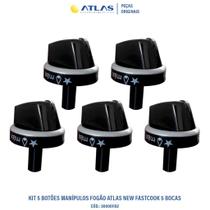 Kit 5 Botões Manípulo Fogão Atlas Agile Fastcook original