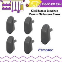 Kit 5 Botões Manipulo P/ Fogão Esmaltec Veneza/Bahamas Cinza