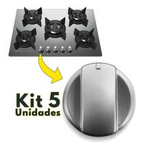 Kit 5 Botões Manipulo Prata Para Fogão e Cooktop GT60X GT75X GC75P GF75X Electrolux - 305575900 / A07974501