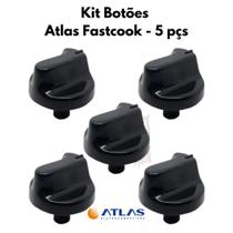 Kit 5 Botões Manípulos Fogão Atlas Fastcook 4 Bocas