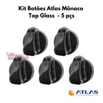 Kit 5 botões P/ Fogão Atlas Mônaco Top Glass 4 bocas
