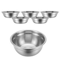 Kit 5 Bowl Bacia Tigela Aço Inox Cumbuca funda Saladeiras 20cm
