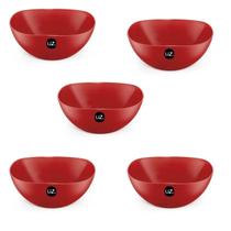 Kit 5 Bowl Grande 2L Tigela Plástica Vermelha 25x10,5Cm