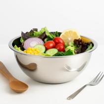 KIt 5 Bowls Inox 22cm Saladeira Redonda 1300ml Multiuso Cozinha