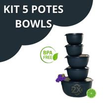 Kit 5 Bowls Potes Hermeticos Vasilhas BPA Free 5 Potes Variados Plastico