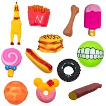 Kit 5 Brinquedos Pet De Borracha Mordedor Com Apito para Cães e Gatos